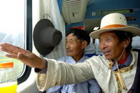 First time for the Tibetans taking a train on the roof of the world