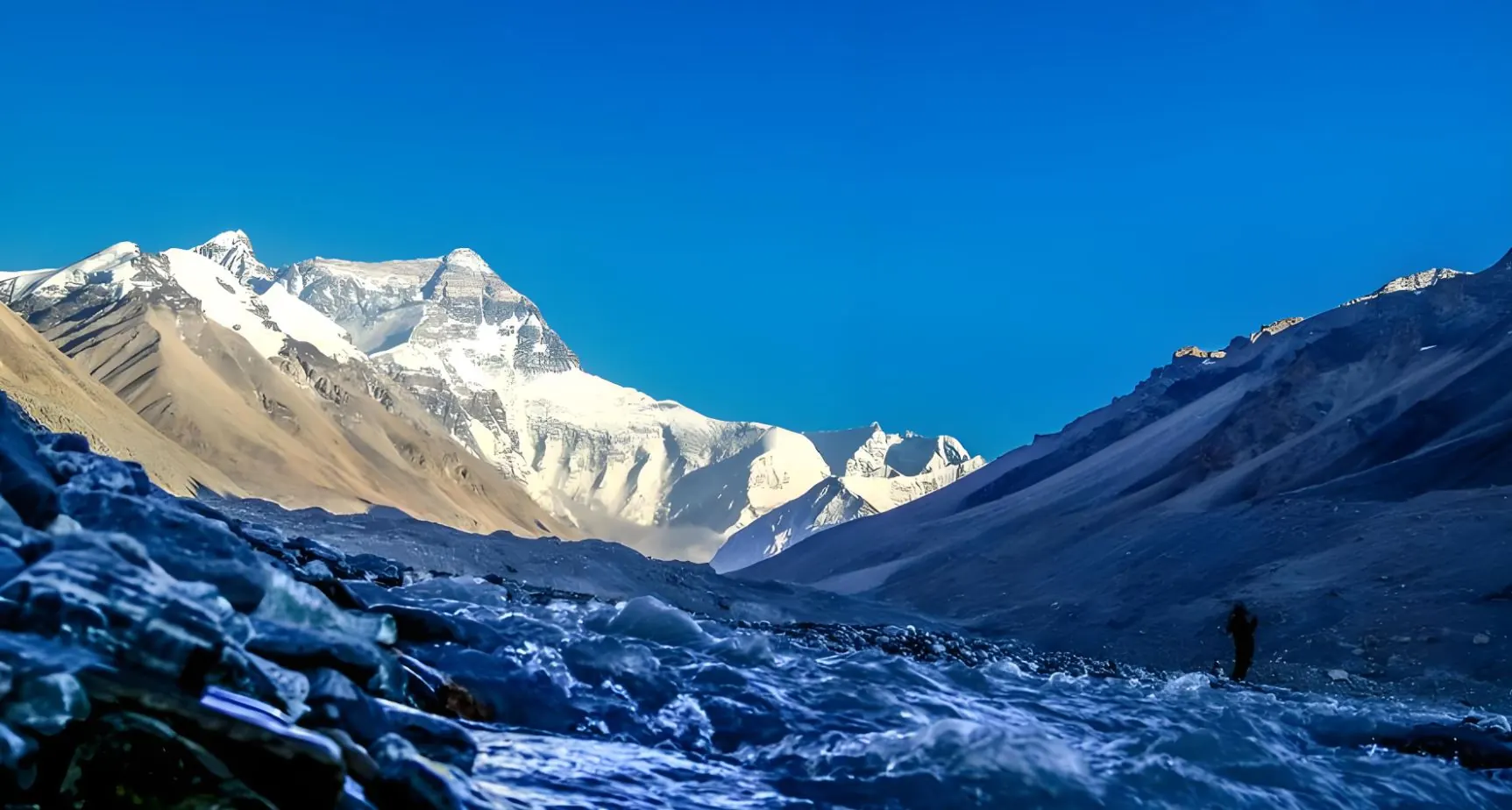 Mount Everest on a frosty morning from the Tibet side