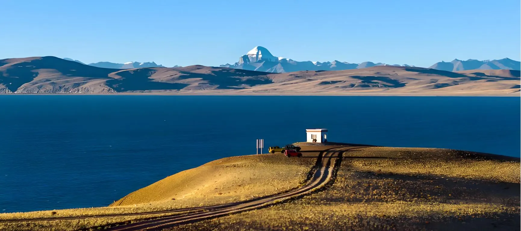 Mount Kailash seen across Lake Manasarovar