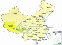 Tibet and China airline map