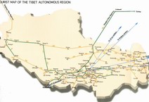 Road map of Tibet region