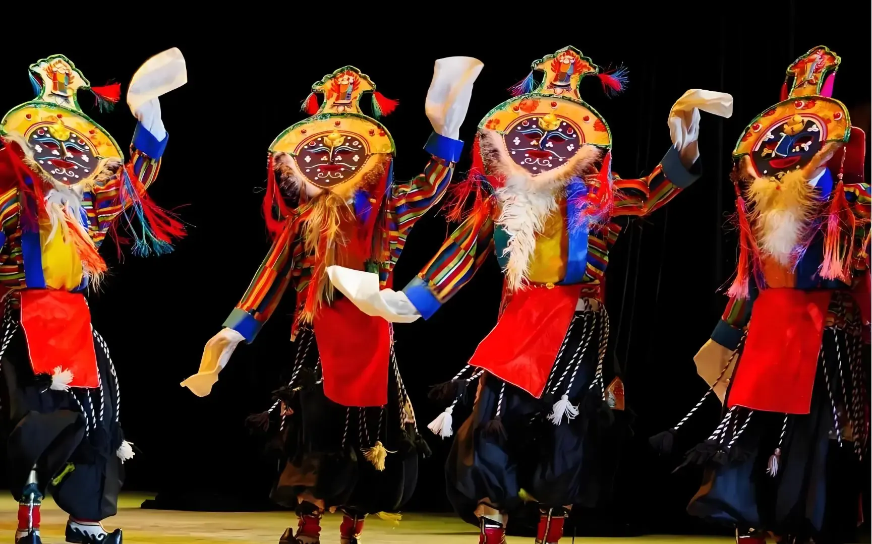 Masked dancers at a Tibetan monastery festival