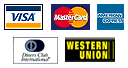 We also accept payment by all kinds of credit card and Western Union.
